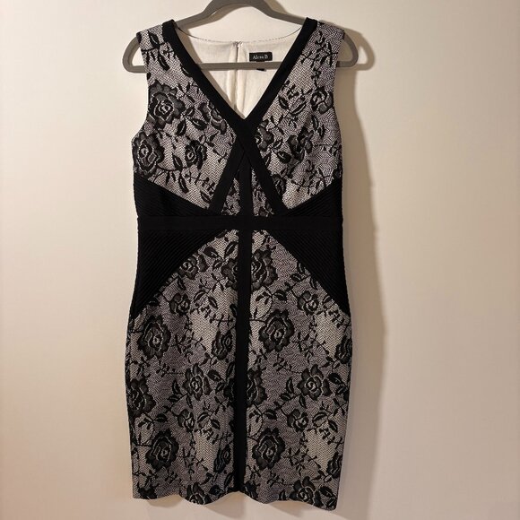Black & White Lace Alexa B Dress | Sleeveless | Size 10 - Picture 1 of 7